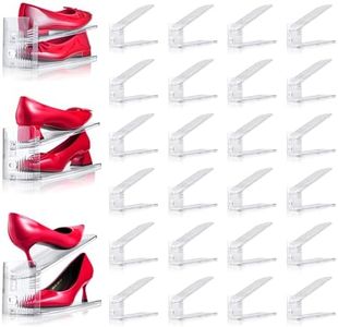 TOOKNIN Adjustable Shoe Slots Organizer,36PACK Transparent Shoe Stackers Shoe Rack Holder Shoe Space Savers Double Layer Stack Shoe Racks for Closet Organization(Transparent)