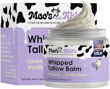 MOO'S AND AHH'S Whipped Tallow Balm - Beef Tallow for Skin with Organic Centella and Olive Squalane | Grass-Fed Beef Tallow Face & Body Moisturizer for Dry Skin (2 Oz, Lavender + Vanilla Bean)
