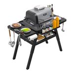 BBQ-PLUS Grill Stand for Ninja Woodfire Outdoor Grill, Portable Adjustable Grill Cart for Ninja OG700 OG800 OG900 Series Smoker Blackstone 17" Griddle,Folding Table with Shelf