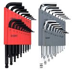 Allen Key Set of 36 Hex Wrenches in Metric & Standard Sizes - Made from CR-V Steel & Ball Ended
