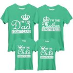 Hangout Hub HH14 Family Tshirts| I Am Dad Mom Child Make Break The Rule Printed (Green;Men XL;Women L;Boys-4-6Yrs;Girls-0-2Yrs) Twinning T Shirts (Set of 4)