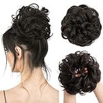 SARLA Messy Hair Bun Hair Piece for Womens Synthetic Hair Buns Extension Scrunchies Hairpieces Ponytail Hair Extensions Black Brown