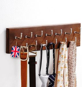 Treehouse Belt Organizer Rack, Holds Over 28 Large Belts, Sturdy Metal & Sturdy Wood Storage Holder for Closet, Versatile, Wall Mounted Belt & Tie Display Hanger for Bedroom - (Walnut) 4.25''Hx16''L