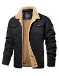 MAGCOMSEN Winter Jackets Men Cargo Jackets For Men Winter Trucker Mens Winter Coats Turn Down Collar Coats Fleece Black Jackets