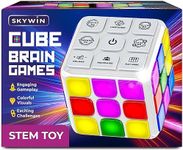 Skywin Puzzle Cube Game (White) - Flashing Cube Handheld Electronic Games Stem Toy - Fun Memory Games & Brain Games for Adults and Kids