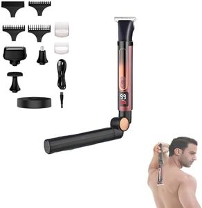 Electric Back Shaver for Men, 4-in-1 Body Hair Trimmer Grooming Kit Waterproof LED Display Cordless Back Hair Groomer Razor for Men with Extendable Long Handle