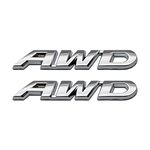 HQS 2Pcs Chrome Metal Small AWD Letter Emblem 4wd Off Road Logo SUV Car Racing All Wheel Drive Badge Sticker (Silver)