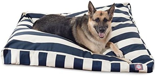 Majestic Pet Large Rectangle Pet Bed, Navy Blue Vertical Stripe