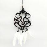 Acrylic Jiyu Creation Ganesh Dream Catcher For Car Hanging/Car Hanging Accessories/Car Hanging Decor/Car Wind Chimes/Car Decor/Car Hanging Accessories Interior With Origional Feather, Black