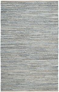 SAFAVIEH Cape Cod Collection Area Rug - 5' x 8', Natural & Blue, Handmade Flat Weave Coastal Braided Jute, Ideal for High Traffic Areas in Living Room, Bedroom (CAP350A)
