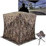 NMVB Hunting Blind See Through with Chair, 2-3 Person Pop-up Hunting Tent 270 Degree, Portable Durable Hunting Blind with Carry Bag, for Deer & Turkey Hunting