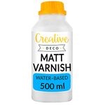 Creative Deco Matte Acrylic Varnish | 500ml | Clear, Colourless, Transparent Varnish for Acrylic Paint | Matt & Satin Finish | Surface Protection | Water-Based & Non-Toxic | Interior & Exterior Use