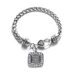 Bingo Classic Silver Plated Square Crystal Charm Bracelet