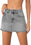 Floerns Women's Causal High Waist Raw Hem Pocket Denim Jean Short Skirt Grey Pure S