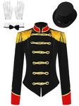 Kaerm Women's Ringmaster Costume Velvet Showman Cosplay Tassel Victorian Jacket Stage Shows Black Set M