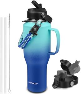 ABOTOCUP Water Bottle 40oz, Insulated Water Bottle with Handle & Straw Lids, Stainless Steel Water Bottle Fits in Any Car Cup Holder, Travel Cup Double Wall BPA-Free Leak-proof to Keep Cold &Hot