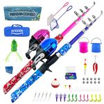 WIDDEN 2 Pack Kids Fishing Pole, Portable Telescopic Kids Fishing Poles Set for Boys and Girls, Fishing Rod and Reel Combo Kit with Tackle Box, and Fishing Net, Best Fishing Pole for Toddler Youth