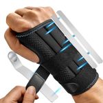 YivnuioL Wrist Support with 3 Metal Splints, Day Night Carpal Tunnel Wrist Splint for Men Women, Wrist Splint for Tendonitis Arthritis Pain Relief, Sprained, Sports Protect (Left, M)