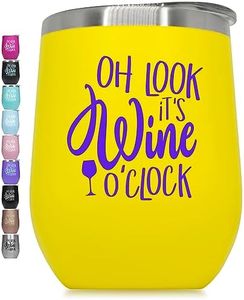 Prokitline Wine Tumbler With Sayings, Premium Stainless Steel Funny Wine Cup Glass for Men, Women, Sister, Mom, Friend Yellow (Yellow 3)