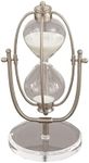 Deco 79 Glam Glass Timer, Acrylic Hourglass Sand Timer with Swiveling Iron Cage, 6" L x 6" W x 12" H, Silver