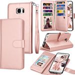 Tekcoo Compatible for Galaxy Note 5 Wallet Case/Samsung Galaxy Note 5 PU Leather Case, Luxury Cash Credit Card Slots Holder Carrying Flip Cover [Detachable Magnetic Hard Case] & Kickstand -Rose Gold