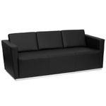 Flash Furniture ZB-Trinity-8094-Sofa-BK-GG Hercules Trinity Series Contemporary Leather Sofa with Stainless Steel Base, Black