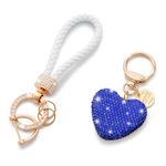 CHUQING Heart Keychain Crystal Car Key Chain for Women Glitter Keychains Heart Key Ring For Ladies,Royal Blue