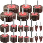 Awutzut 20PCS Grain 80 Fiber Flap Wheel Set for 6mm Shank Drill, Cordless Screwdriver, Straight Grinder