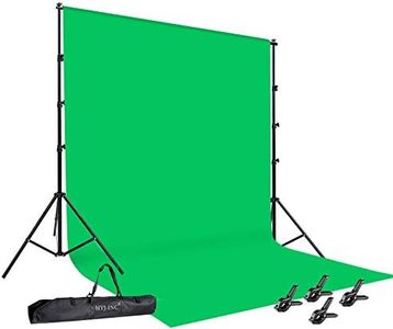 HYJ-INC Photo Video Studio 10 x12ft 100% Cotton Muslin Chromakey Green Screen Backdrop with 8.5 x 10ft Stand Photography Background Support System Kit Clamp, Carry Bag