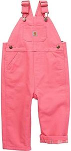 Carhartt Girls Bib Overalls (Lined and Unlined), Pink Lemonade, 3T