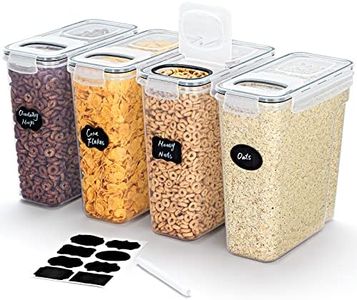 Lifewit 4L(135oz) Cereal Containers Storage with Flip-Top Lids, 4pcs Airtight Food Storage Canister Sets with Label Stickers for Kitchen Pantry Counter Organization, Oats, Flour, Sugar, BPA Free