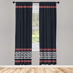 Ambesonne Abstract Window Curtains, Simplistic Classic Greek Inspired Pattern in Monochrome Design, Lightweight Decorative Panels Set of 2 and Rod Pocket, 56" x 84", Black Coral and White