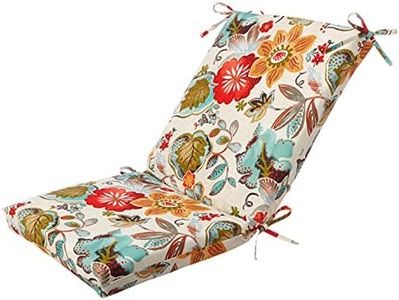Pillow Perfect Bright Floral Indoor/Outdoor Solid Back 1 Piece Square Corner Chair Cushion with Ties, Deep Seat, Weather, and Fade Resistant, 36.5" x 18", Ivory Alastriste, 1 Count