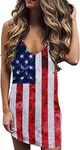 BANGELY American Flag Dresses for Women 4th of July Patriotic Sleeveless Dress Stars Stripe Deep V Neck Mini Tank Dress, Red Blue 2, XX-Large