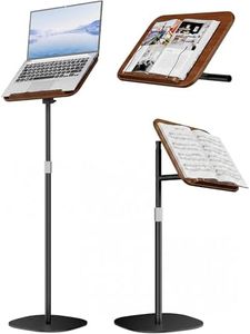 boostool Laptop Stand Floor, Wood Music Stand, Tablet Floor Stands Adjustable Height, Tall Book Stand Hands Free, for Projector, Office, Study, Brown