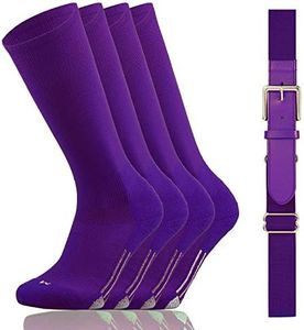 Youper Youth Baseball/Softball Belt & Socks Combo Set (2 Pairs of Socks & 1 Belt), Purple, Small