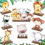 8 Pcs Jungle Animals Table Centerpieces Elephant Monkey Tiger Cutout Shapes Wooden Sign Forest Safari Jungle Baby Shower Decorations for Boys Girls Nursery Room Baby Shower Birthday Party Favors