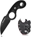 TONIFE Crescent Neck Knife Outdoor Fixed Blade Knife 8Cr14MoV Steel with Sheath Lanyard and Clip Full Tang Knife Survival Knife (Black-Black Titanium)