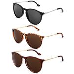 Bestomrogh 3Pack Vintage Round Sunglasses for Women, Classic Retro Polarized Sunglasses Ladies Sunglasses