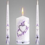 Unity Candles for Wedding Ceremony Violet - Wedding Candles for Ceremony Set of 3 Ceremonial Candles - 6" Pillar & 2 10" Tapers Wedding Candle - velas matrimoniales mesas decorativas para Fiesta Set