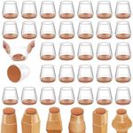 32Pcs Chair Leg Floor Protectors, Silicone Furniture Sliders Felt Furniture Pads, Floor Protectors for Chairs to Protect Floors from Scratches and Noise, Furniture Cups (Small, Clear-Round-32pcs)