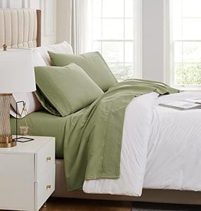 Southshore Fine Living Inc. Split King Bed Sheets 5-Piece Set | 21" Extra Deep Pocket with 2 Pillowcases | Hotel Luxury Quality | Easy Care Shrinkage Free Bedsheet | Microfiber Bedsheets | Sage Green