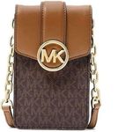 MICHAEL KORS Carmen Small Logo Smartphone Crossbody Bag (Brown) 35S2GNMC5B-847