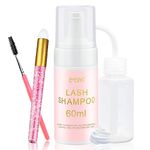 EMEDA Lash Shampoo for Eyelashes Extensions,Eyelash Extension Cleanser Oil Free Foam Soap Bath for Cluster Lashes Wash Oil Dustcare,Gentle Lash Cleaning Kit with Rinse Bottle Brush (60ml / 2 Fl.oz)