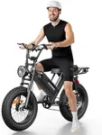 Spacewalk Electric Bike for Adult,20"x4"Fat Tires Ebike,Suitable for Riders 5'5"& Above,750W Motor,24.9mph,48V 15Ah Removable Battery,2X Front & 2X Rear Suspension (Black) (20" Black)