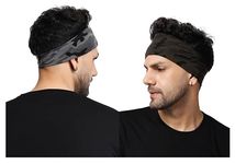 PAROPKAR Multi Sports Headbands Moisture Wicking Workout Headband, Sweatband for Running, Cycling, Football, Yoga, Hairband for Women and Men (Grey Olive Army Headband)