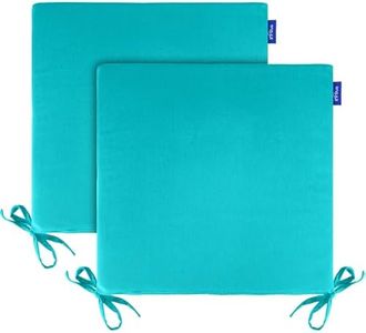 SleepMan Indoor/Outdoor Chair Cushions Set of 2 Chair Pads Water Resistance Square Corner Outdoor Cushions for Patio Furniture - Patio Chair Cushions with Ties (Phoenix Green,17''x 17'',Set of 2)