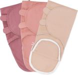 Comfy Cubs Baby Blanket, Swaddle Blanket 3-6 months, Infant Sleep Sack Wrap, 100% Breathable Cotton, Baby Boy Girl, Adjustable 3 Pack (Light Blush, Blush, Mauve, Large)