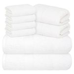 Avalon Towels Luxury 8 Piece Towels Set, 2 Bath Towels, 2 Hand Towels and 4 Washcloths Ring Spun Cotton 600 GSM, Highly Soft and Absorbent Towels for Bathroom, Hotel and Spa Quality (White)