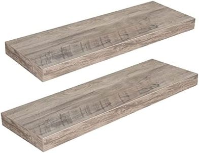 HOOBRO Floating Shelves, Wall Shelf Set of 2, 60 cm Hanging Shelf with Invisible Brackets, for Bathroom, Bedroom, Toilet, Kitchen, Office, Living Room Decor, Greige BG60BJ01G1